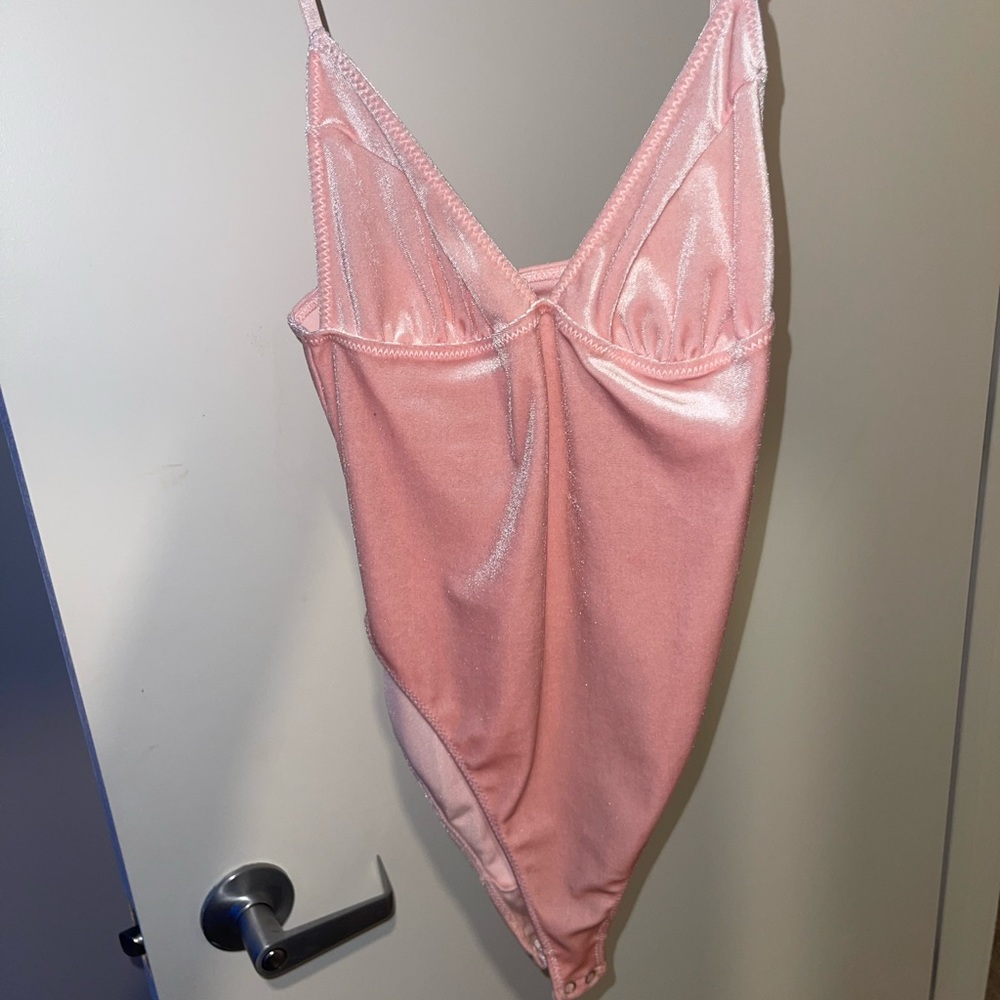 Pink velvet bodysuit